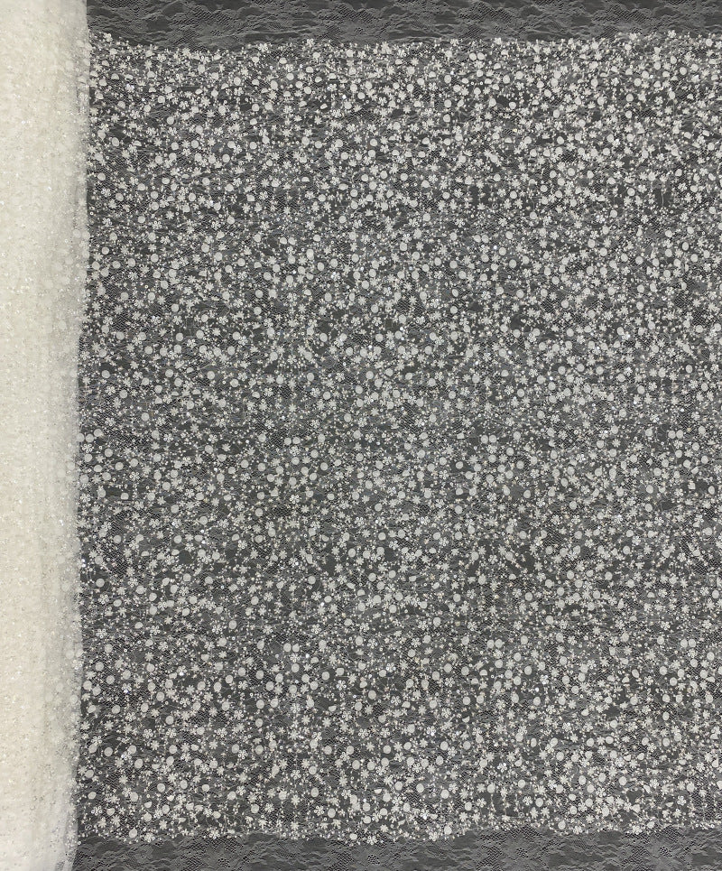 Lace-Base Raised Bead and Sequin Bridal Fabric — fabric photo 6