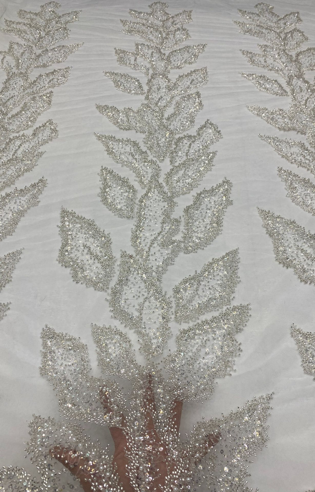 3D Heavy Double Bead & 3/4mm Sequin Fabric — fabric photo 4