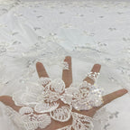3D Raised-Bead and Sequin Embroidered Bridal Fabric — fabric photo 5