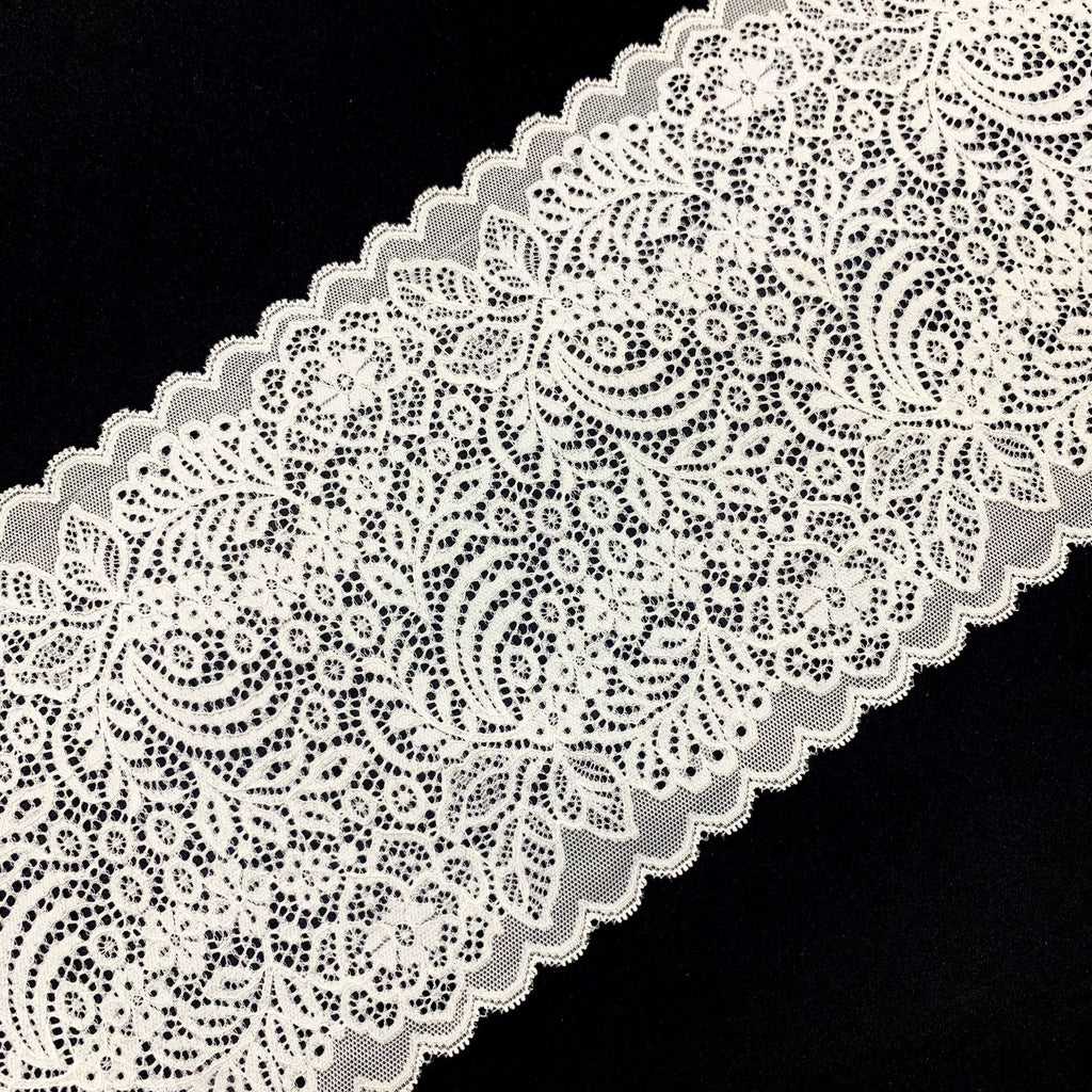 Corded Double-Scallop Stretch Nylon Lace Trim 18 cm — fabric photo 5