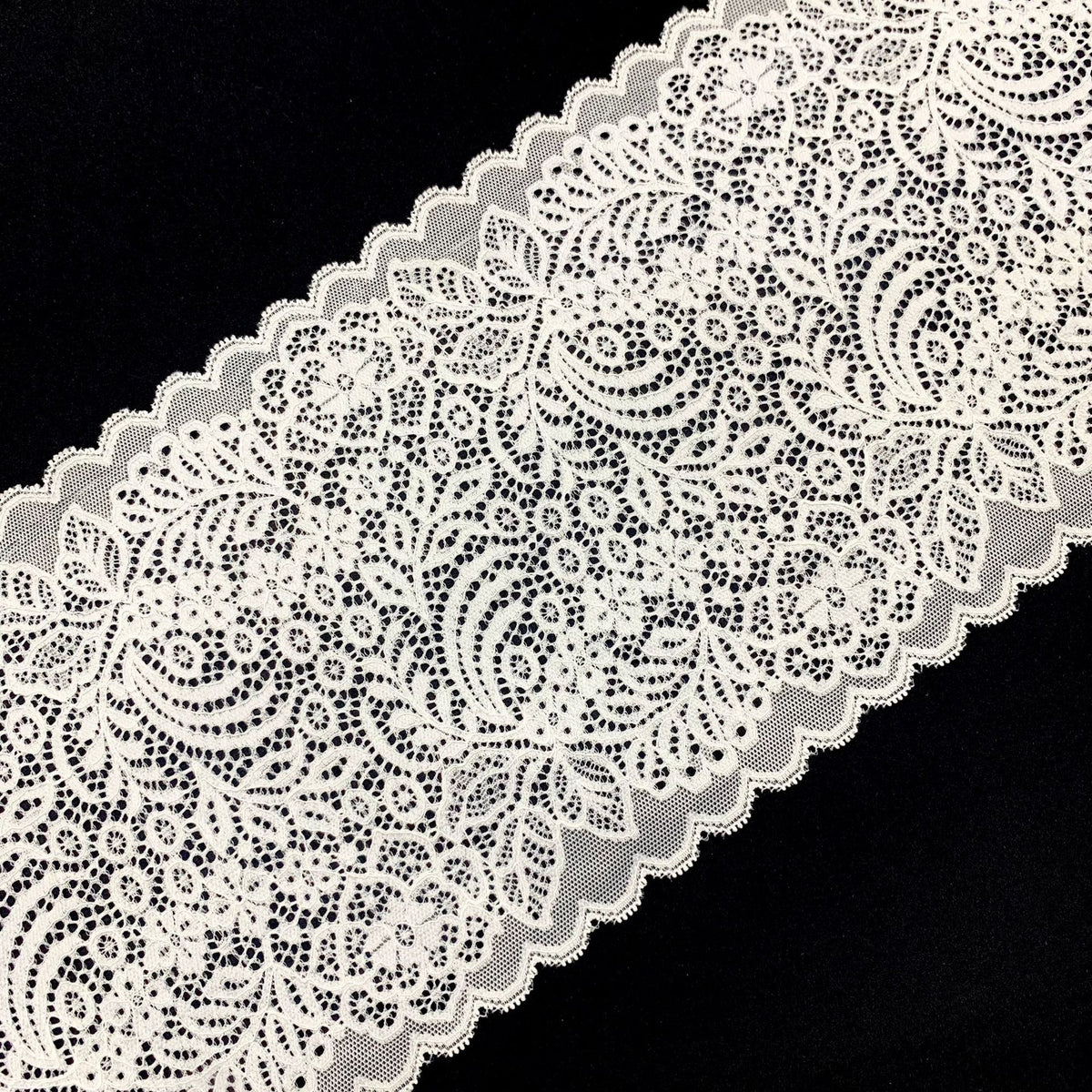 Corded Double-Scallop Stretch Nylon Lace Trim 18 cm — fabric photo 5