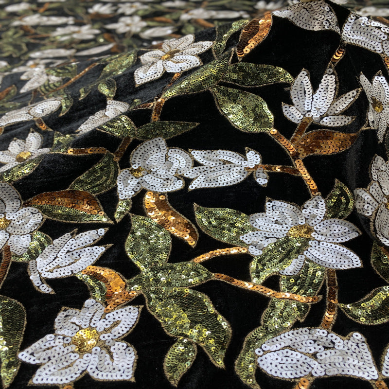 Magnolia Floral 3/5mm Sequin Fabric — fabric photo 4