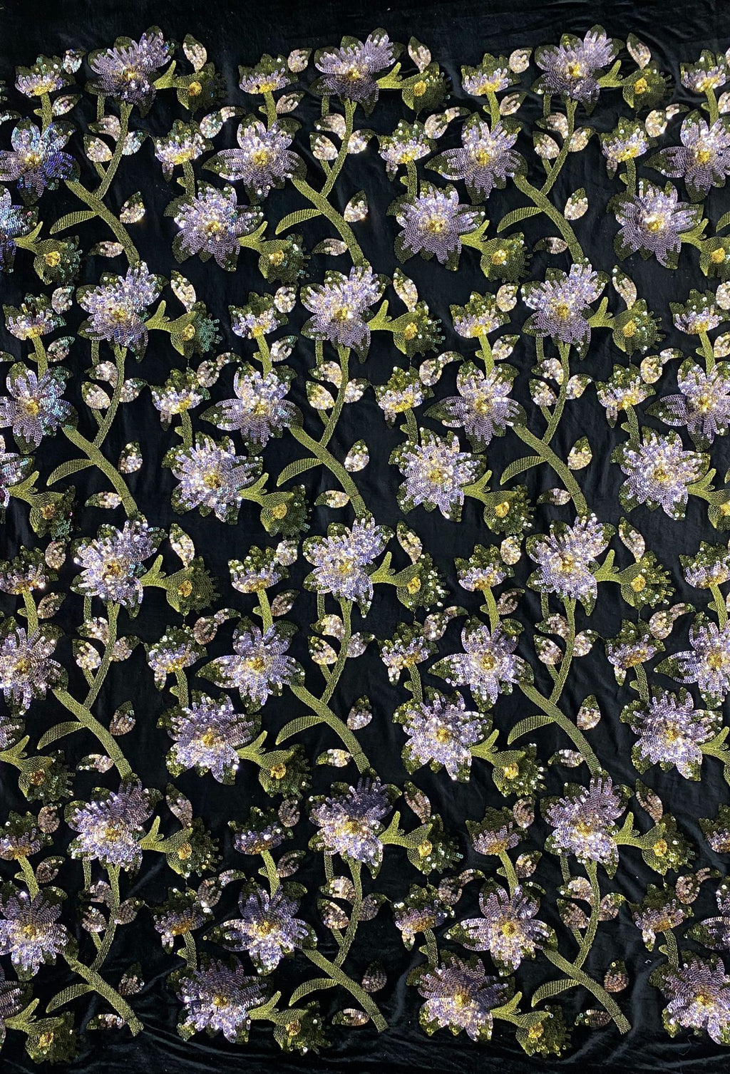 Velvet Floral Sequin Embroidery Fabric — fabric photo 5