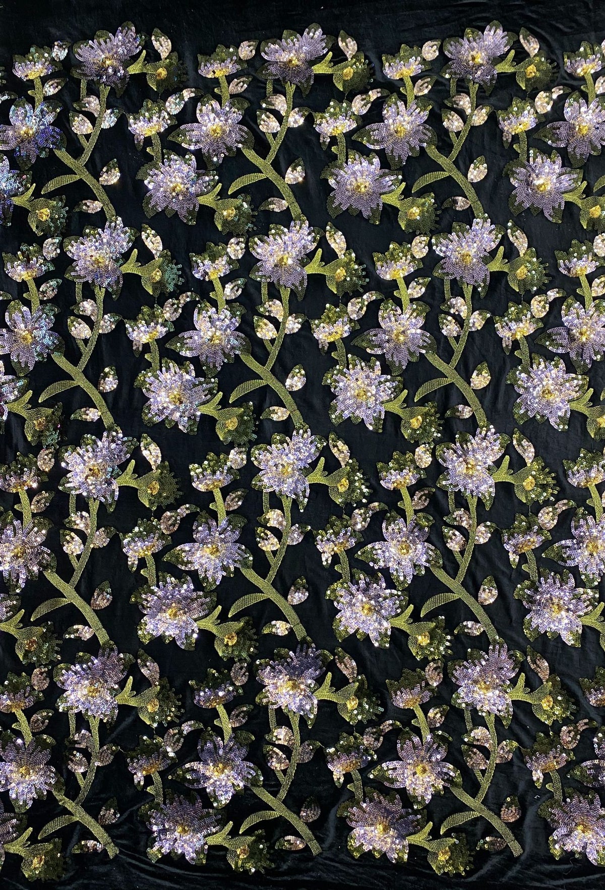 Velvet Floral Sequin Embroidery Fabric — fabric photo 5