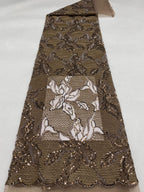 Ribbon Cord Bead Sequin Embroidery Fabric — fabric photo 6