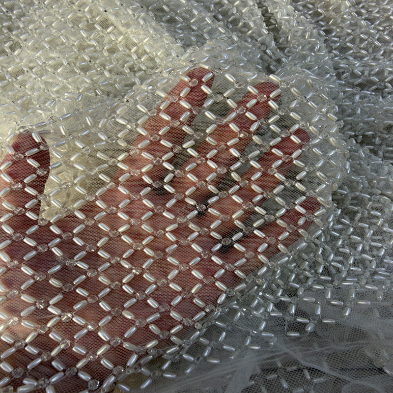 Diamond and Seed Bead Embroidery Fabric — fabric photo 4
