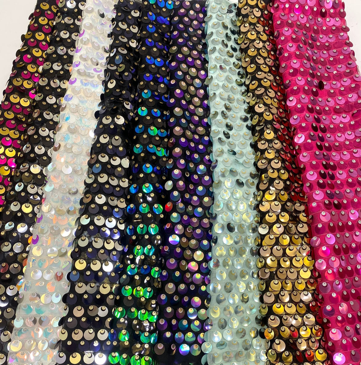 Multicolor 3/5/18 mm Sequin Embroidered Tulle Mesh Fabric