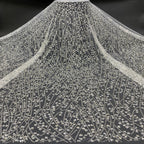 Silver Bead & 3/4mm Crystal Sequin Bridal Fabric