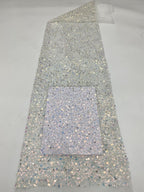 Sequin & Bugle-Bead Embroidered Bridal Fabric – Design 54111 — fabric photo 2