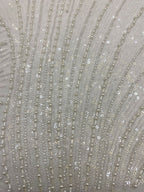 Bugle Foam Bead Crystal Sequin Bridal Fabric — fabric photo 5