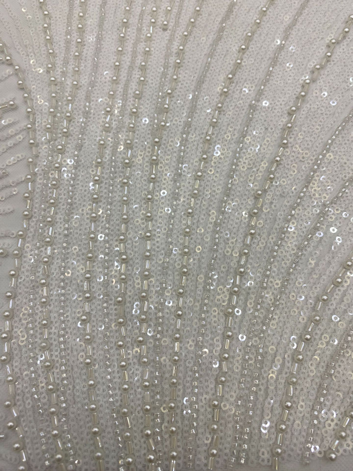 Bugle Foam Bead Crystal Sequin Bridal Fabric — fabric photo 5