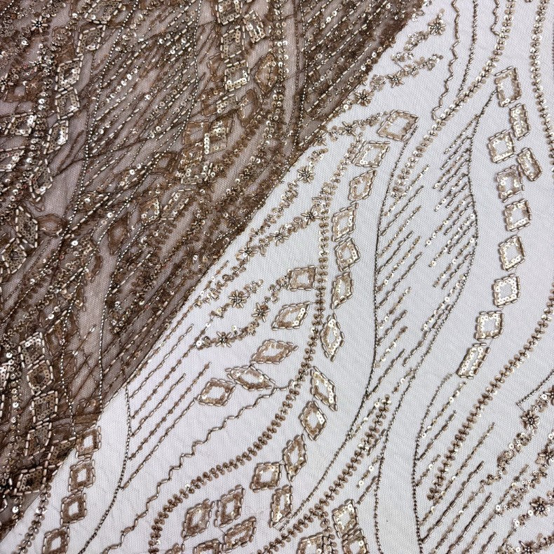 French-Style Beaded Sequin Embroidered Mesh Lace – Per Yard