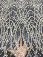 Dense Foam Bead Sequin Embroidered Bridal Fabric — fabric photo 2