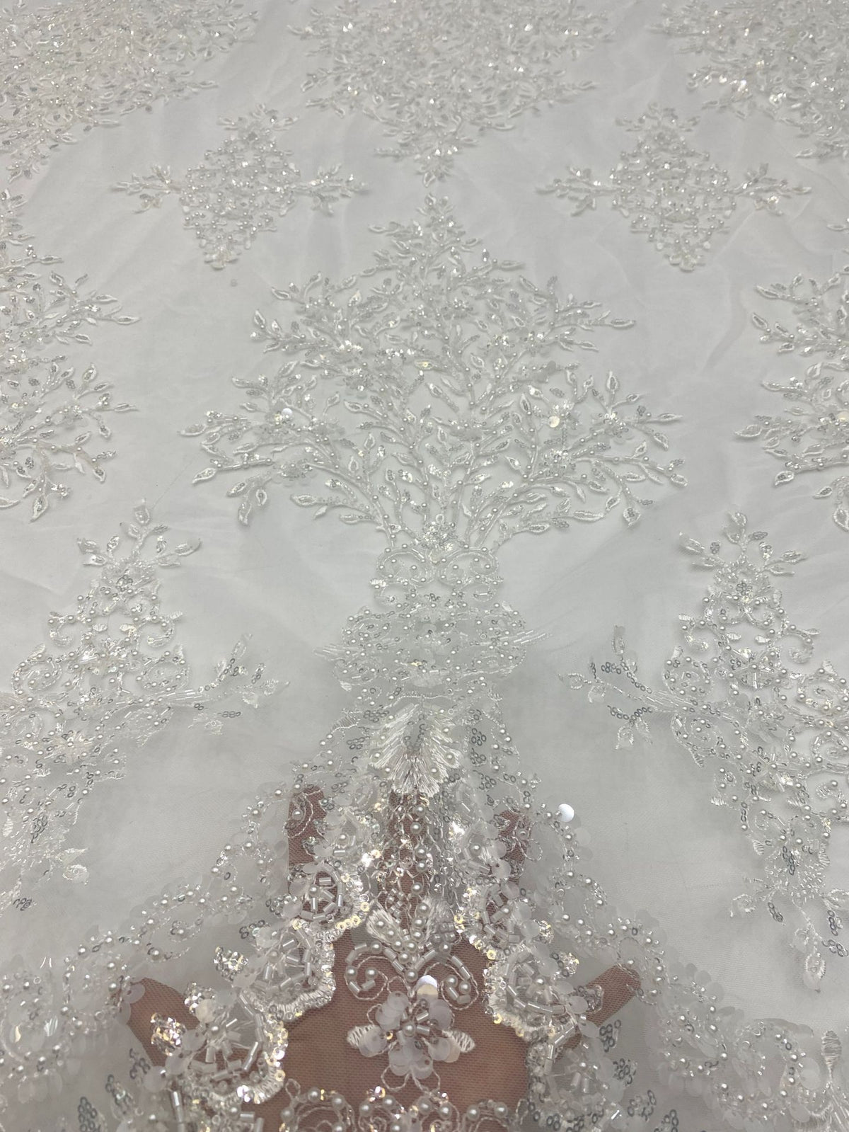 Bugle Bead & 3/7mm Sequin Evening Gown Fabric — fabric photo 4