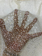 2/4 mm Crystal-Look Sequin & Silver-Bead Embroidered Tulle Mesh Fabric — fabric photo 3