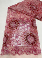 Printed Ribbon Bugle Bead Sequin Embroidery Fabric — fabric photo 6
