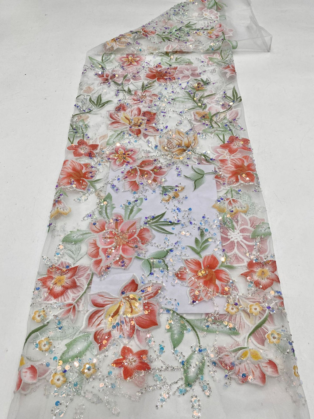 Botanical Sequin & Laser-Cut Embroidered Bridal Fabric – Design 17631 — fabric photo 6