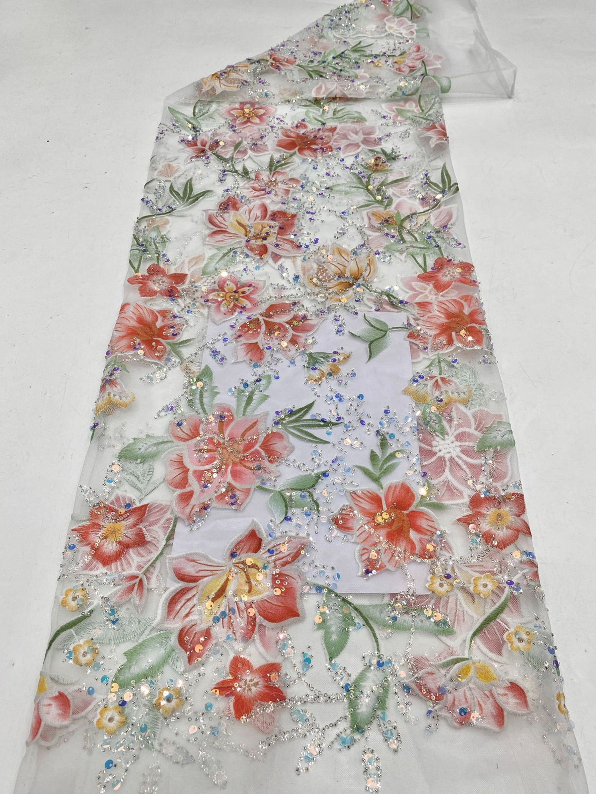Botanical Sequin & Laser-Cut Embroidered Bridal Fabric – Design 17631 — fabric photo 6