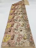 Multicolor Botanical 3 mm Sequin Embroidered Bridal Fabric — fabric photo 6