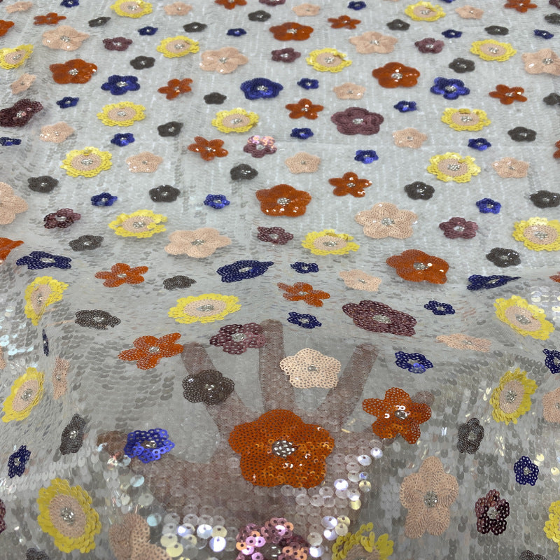 Multicolor Sequin Embroidered Bridal Fabric – Design 75487 — fabric photo 2