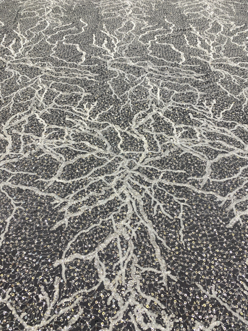 Heavy Sequin Embroidered Irregular Mesh Fabric — fabric photo 6