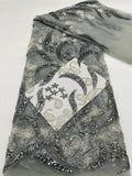 Heavy Paisley Sequin & Bugle-Bead Embroidered Bridal Fabric — fabric photo 6