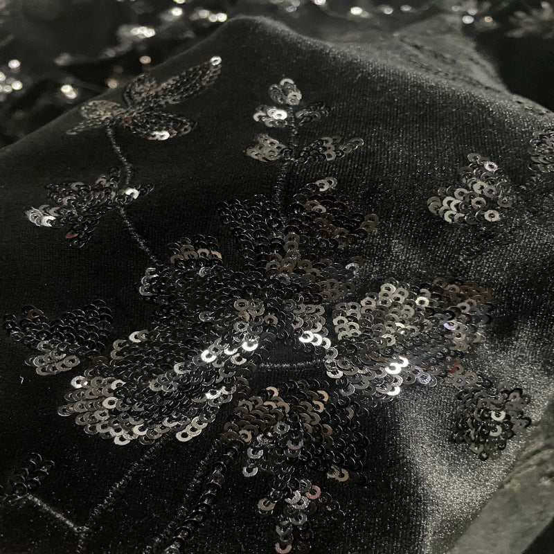 Korean Velvet Base 3mm Sequin Fabric — fabric photo 4
