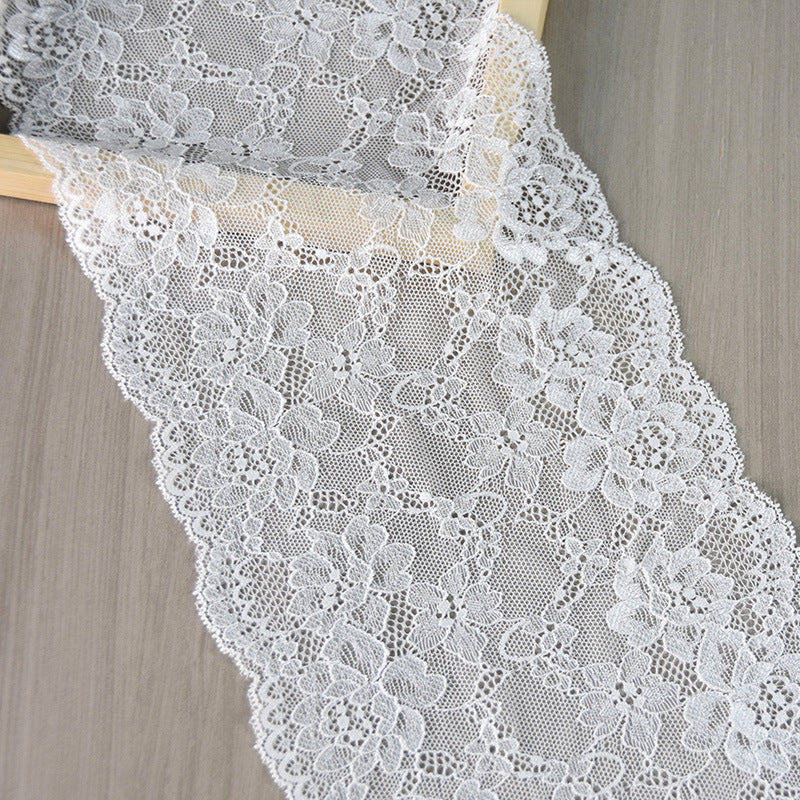 Large Floral Corded Stretch Lace Trim 18 cm — fabric photo 2
