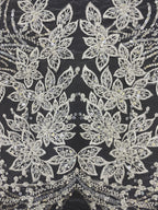 White Core & Foam Bead 3/4mm Sequin Bridal Fabric — fabric photo 3