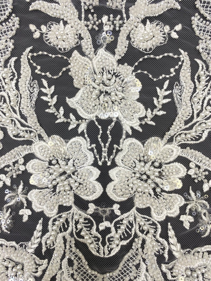 Thread Embroidery & Foam Bead Sequin Fabric — fabric photo 3