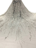 Heavy 3D 3/7 mm Sequin & Triple-Bead Embroidered Bridal Fabric — fabric photo 6