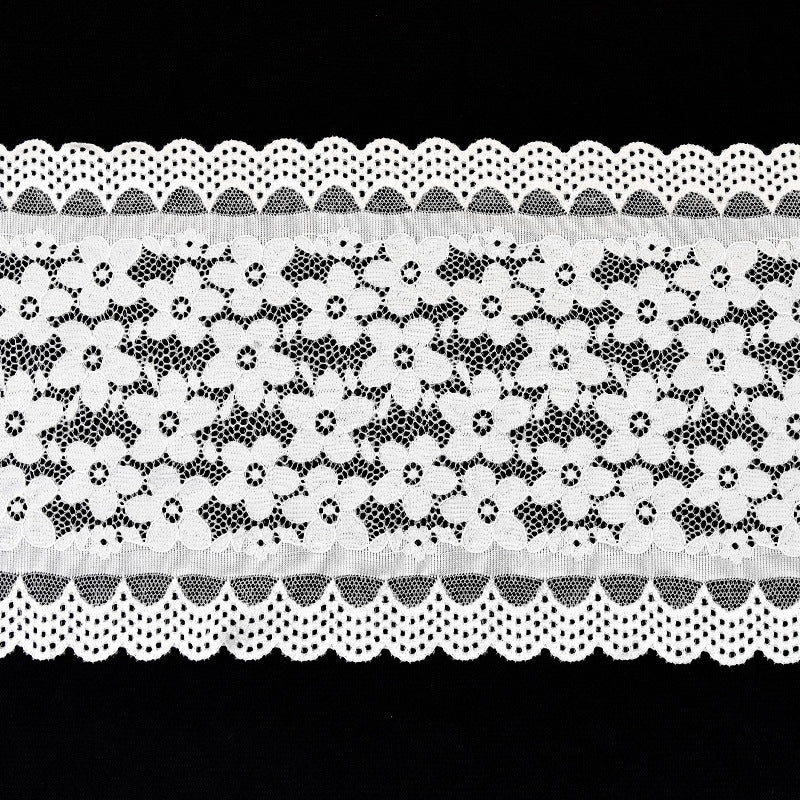 Five-Petal Floral Textured Stretch Nylon-Spandex Lace Trim 18.5 cm