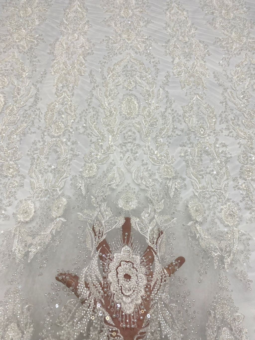 Heavy Sequin & Bubble-Bead Embroidered Bridal Fabric – Design 63135 — fabric photo 4