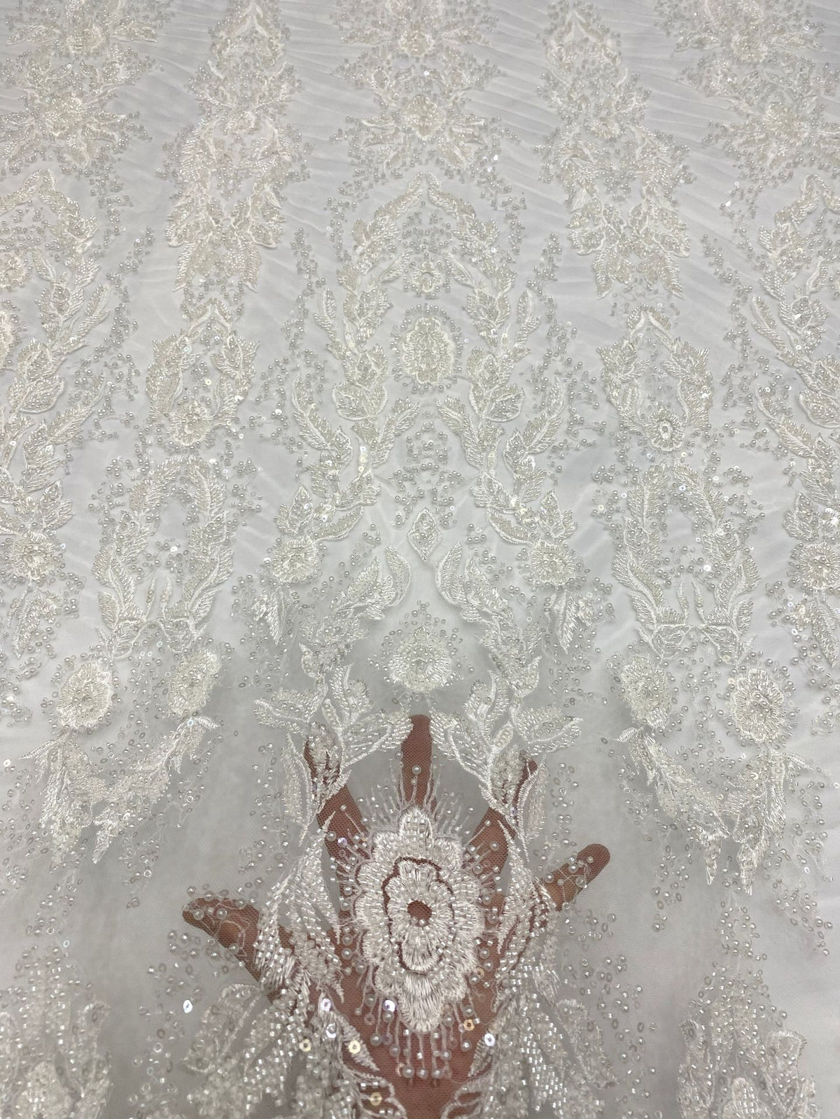 Heavy Sequin & Bubble-Bead Embroidered Bridal Fabric – Design 63135 — fabric photo 4