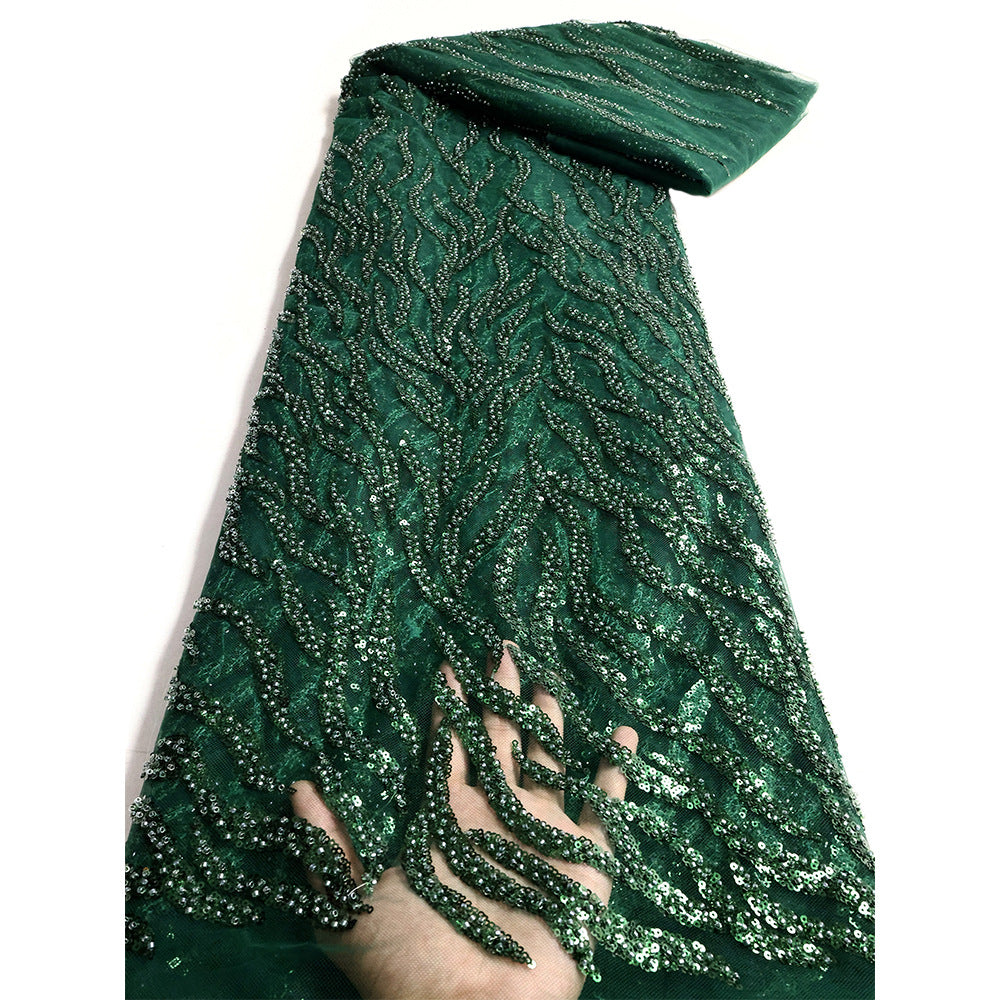 African Beaded Sequin Embroidered Mesh Lace — fabric photo 4