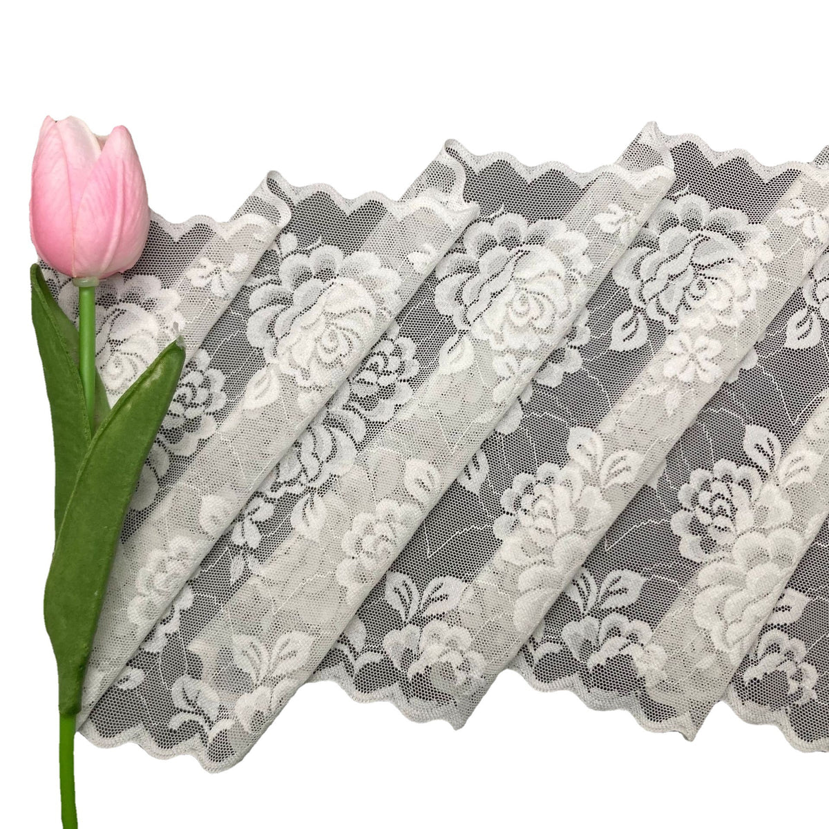 Double-Scallop Straight-Edge Stretch Nylon-Spandex Lace Trim 20.5 cm — fabric photo 3