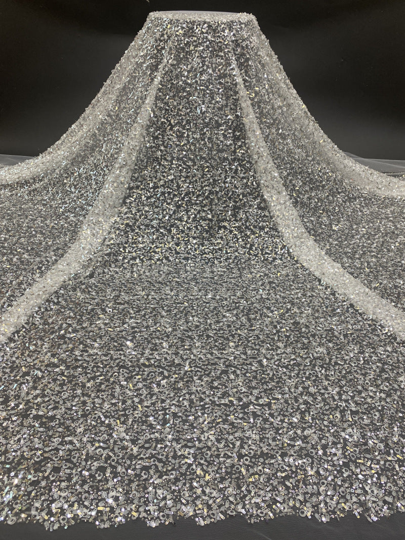 Specialty Shaped Sequin & Bead Embroidery Fabric — fabric photo 4
