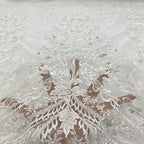 3D 3/4 mm Sequin & Bubble-Bead Embroidered Bridal Fabric — fabric photo 4