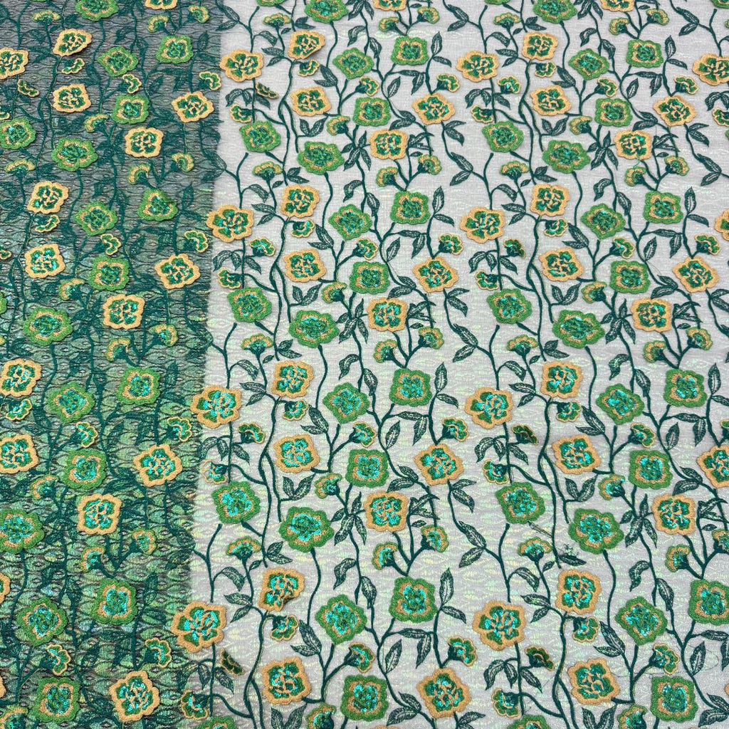 Polyester Chiffon Vine Sequin Embroidered Lace – Per Yard
