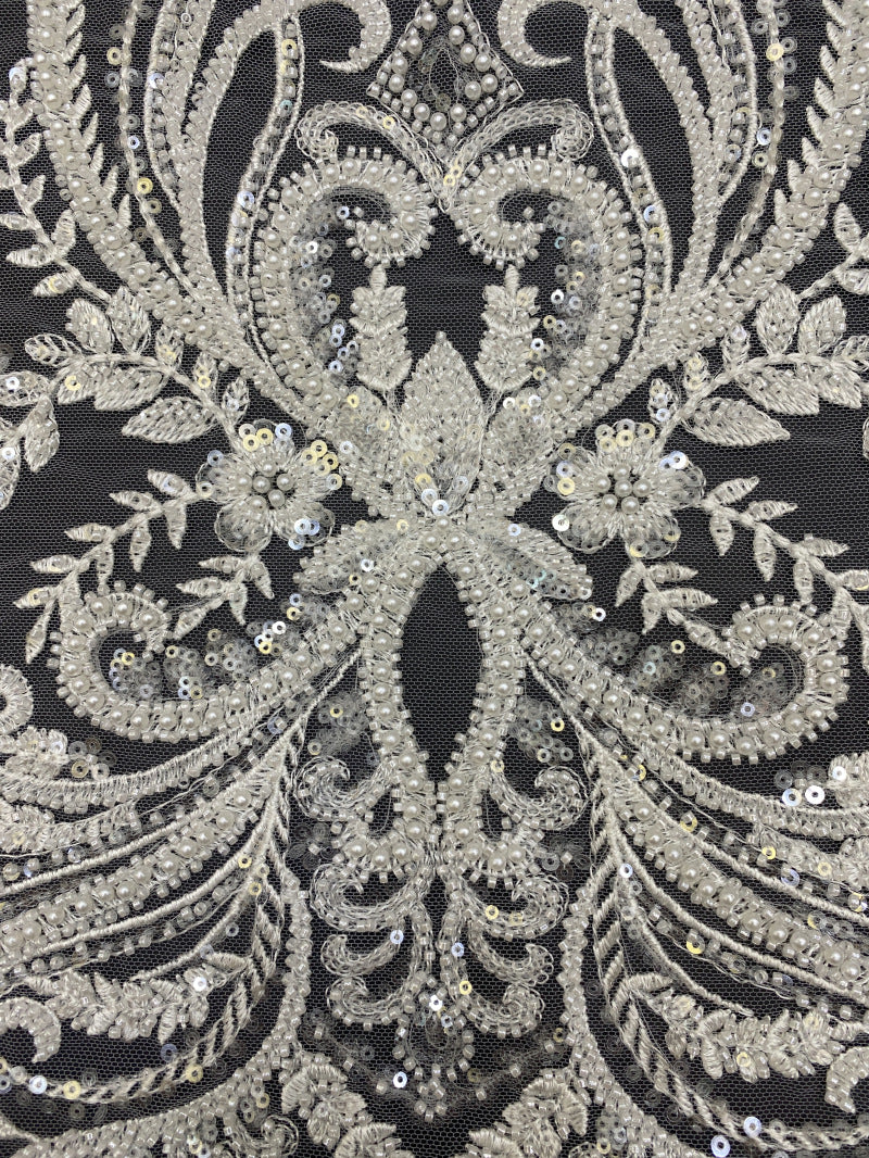 Dense Bead and 3/4mm Sequin Embroidery Fabric — fabric photo 3