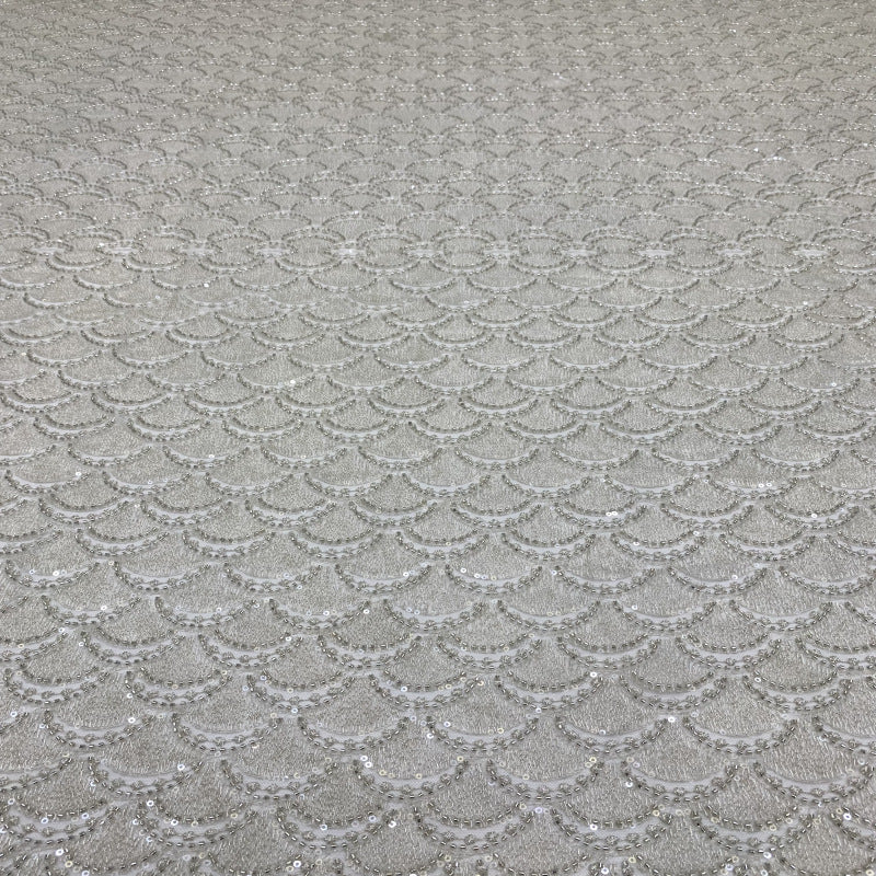 Sequin & Silver-Thread Embroidered Bridal Fabric – Design 09951 — fabric photo 4