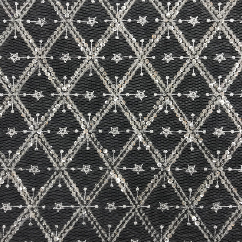 3/5 mm Sequin Embroidered Bridal Fabric – Design 52415 — fabric photo 2