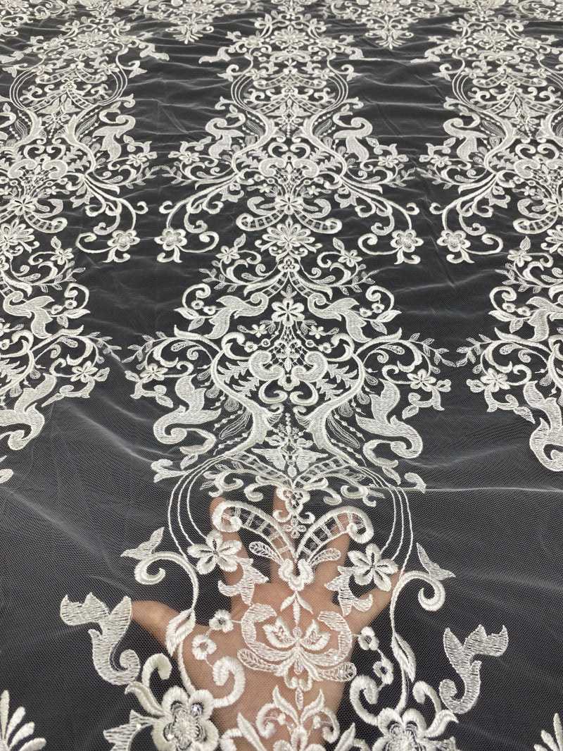 Sequin Embroidered Bridal Fabric – Design 93663 — fabric photo 2