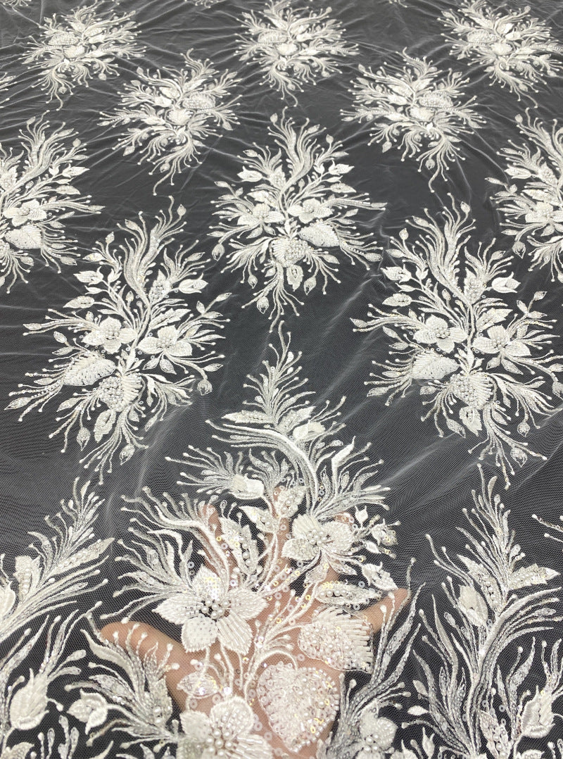 Botanical Bugle and Foam Bead Sequin Fabric — fabric photo 2