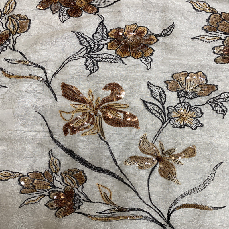 Printed Floral Sequin Embroidered Organza — fabric photo 5