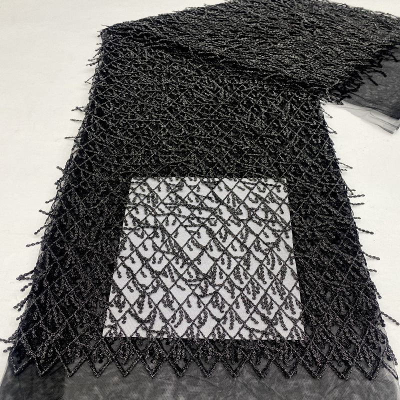 3D Metallic Thread Floating Embroidery Fabric — fabric photo 4