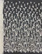 White-Core Bead & 3/4mm Sequin Bridal Fabric — fabric photo 6