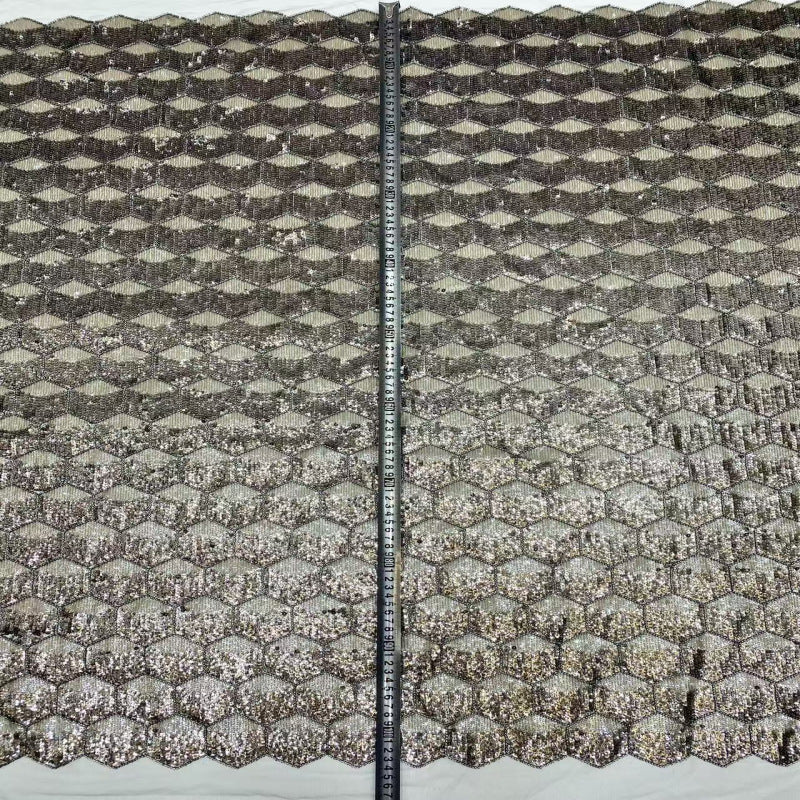 Gray Bead & 3/5mm Sequin Embroidery Fabric — fabric photo 2