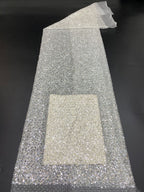 Irregular Mesh Bead and 3/4 mm Crystal Sequin Fabric — fabric photo 6