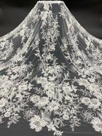 Bugle Bead with 3/7mm Sequin Embroidery Fabric